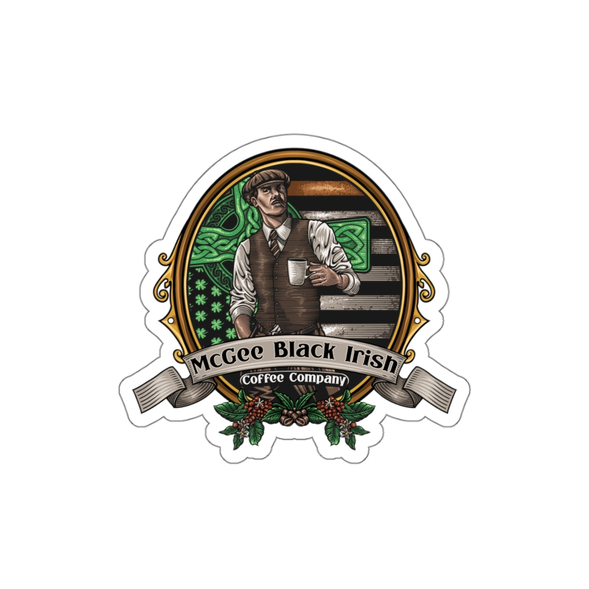 McGee Black Irish Coffee Kiss-Cut Stickers