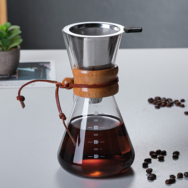 McGee Black Irish  Pour Over Glass Coffee Maker. One of the Best Ways to Enjoy Your Fresh Roasted Coffee. Order This With Or Without The Filter.  400ml, 600ml and 800ml size.