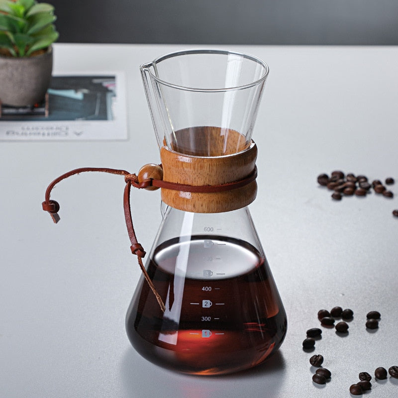 McGee Black Irish  Pour Over Glass Coffee Maker. One of the Best Ways to Enjoy Your Fresh Roasted Coffee. Order This With Or Without The Filter.  400ml, 600ml and 800ml size.